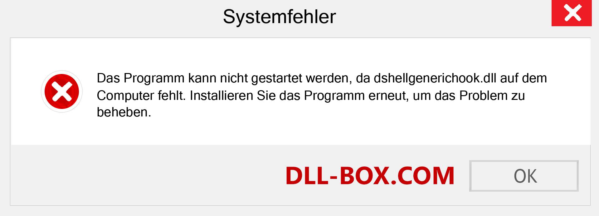 dshellgenerichook.dll-Datei fehlt?. Download für Windows 7, 8, 10 - Fix dshellgenerichook dll Missing Error unter Windows, Fotos, Bildern